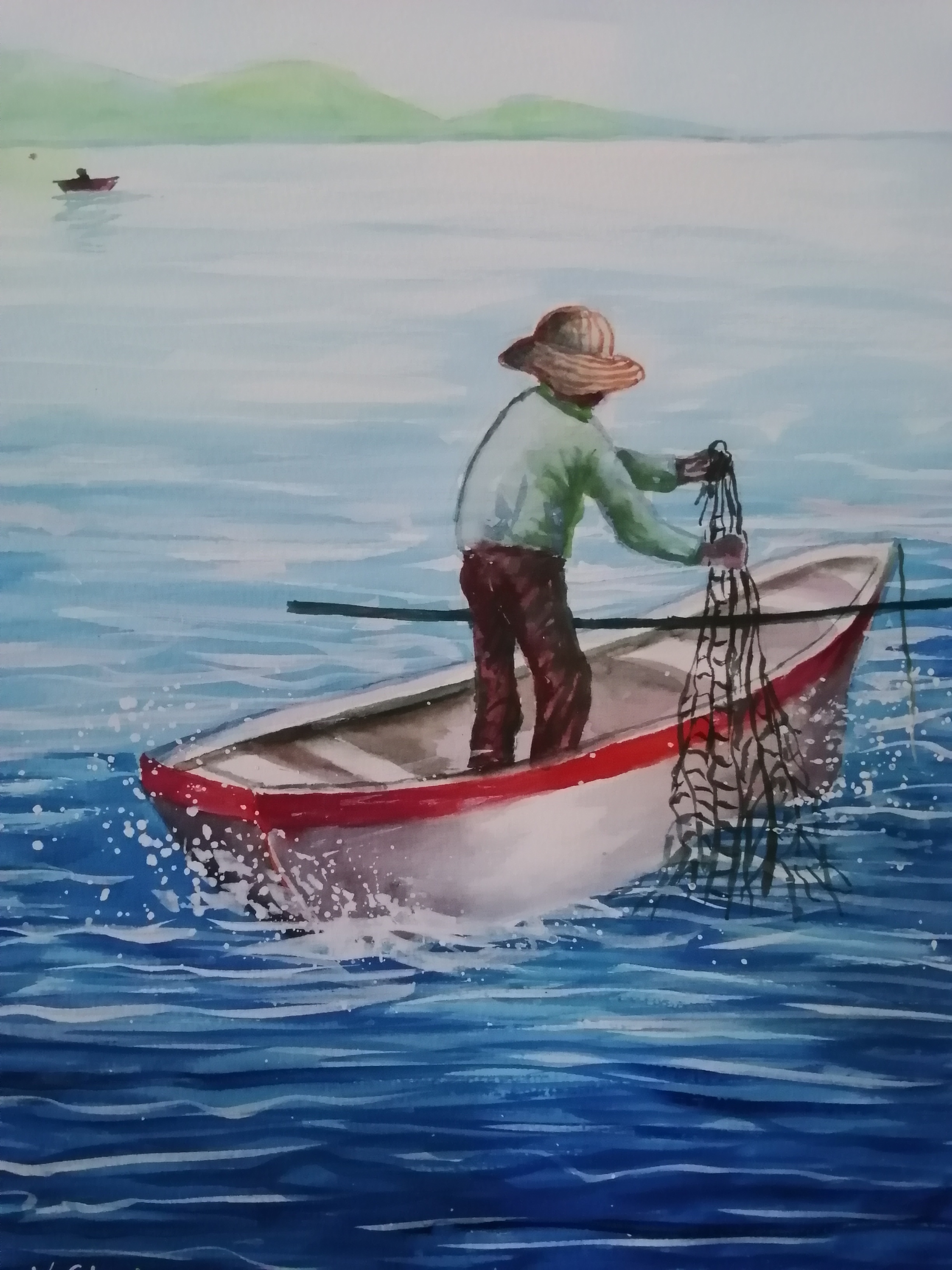 Le rythme du pecheur, 2026, aquarelle